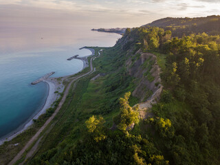 Scenic Bluffs during sunset, facing Ontario lake