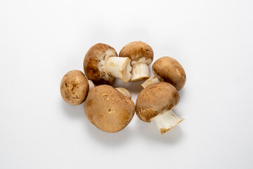 Vegetable: Brown mushroom. White background.