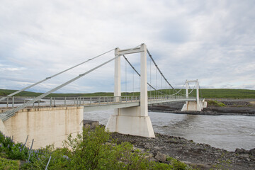 Bridge across river Jokulsa in Kelduhverfi near Asbyrgi in Iceland