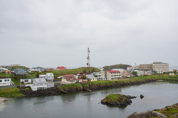 Buildings in town of Stykkisholmur on Snaefellsnes Peninsula in Iceland