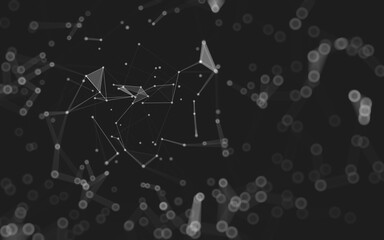 Abstract background. Molecules technology with polygonal shapes, connecting dots and lines. Connection structure. Big data visualization.