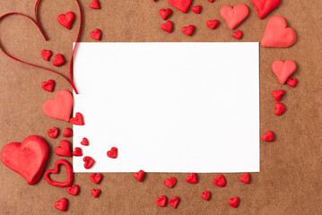 Greeting card with hearts for Valentine's day.