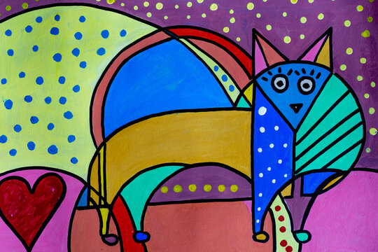 Cat of colors cubism, modern art, background