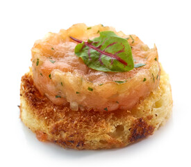 toasted bread with salmon tartare