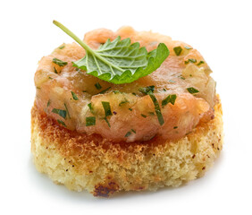 toasted bread with salmon tartare