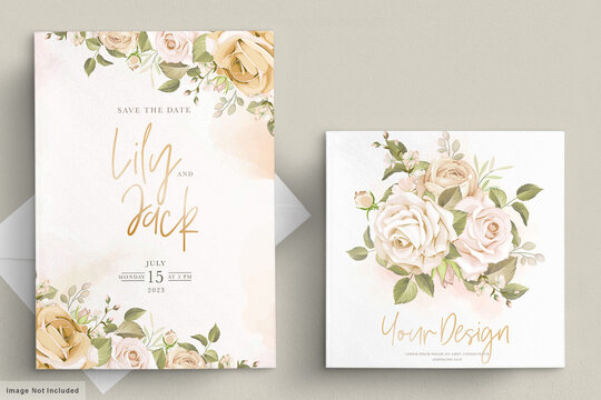 Soft Floral Wedding Invitation Card Set