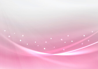 桜吹雪と光る曲線と光芒　春のイメージ　背景素材（桜色）