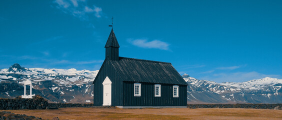 Buoakirkja Black Church in western region of Iceland