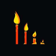 Candle vector isolated Different levels.