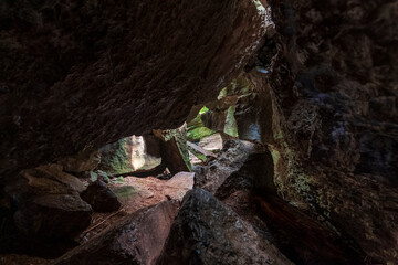 Formation of limestones inside of the Warsaw caves in Ontario Canada.