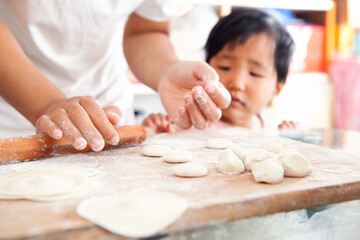 Making dumplings for chinese new year