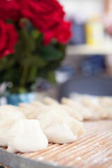 Already wrapped white noodle dumplings