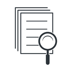 Document with magnifier loupe business concept. vector illustration