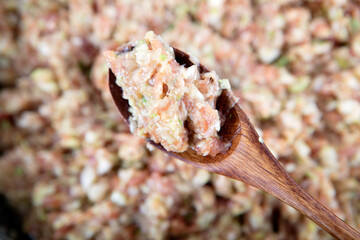 Fresh dumplings with meat