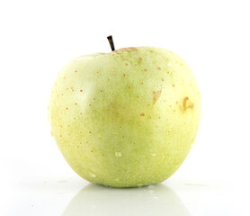 A green apple on white background