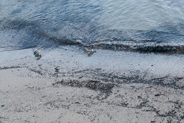 Pier view with a beautiful sunset. Pink and Blue SkyQuiet sea surface and calm water
