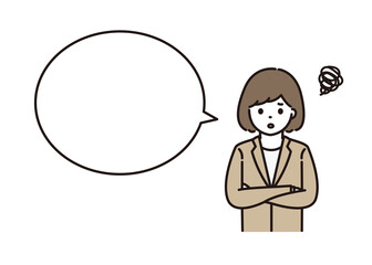 腕組みをするビジネスウーマン 吹き出し
