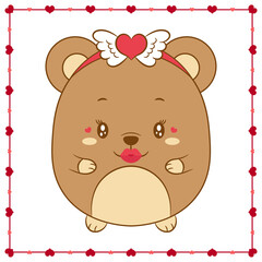 happy valentines day cute baby teddy bear drawing