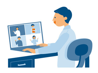 リモートで交流する男性