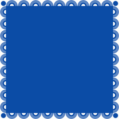 Blue background with framing of half circle repletion pattern. Template for fabric and background