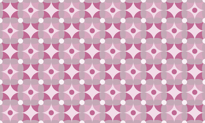 Repetition pattern of "Kawung" circles in pink gradation. Template for fabric and background