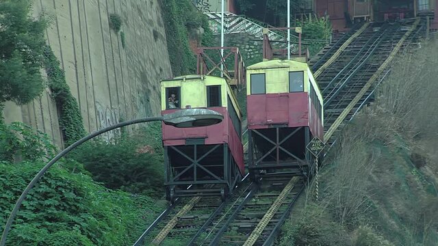 The vintage Funicular in Valparaiso, Pacific Coast, Chile. 