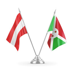 Burundi and Austria table flags isolated on white 3D rendering 