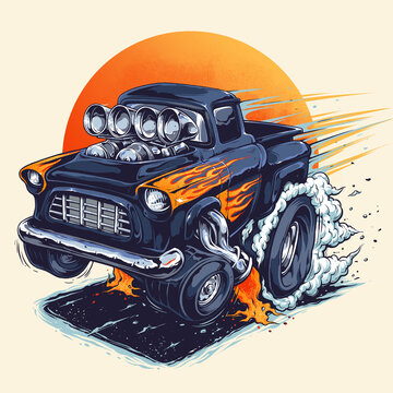 Truck HotRoad with cartoon style