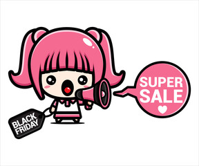 black friday celebration cute character vector design