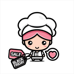 black friday celebration cute character vector design