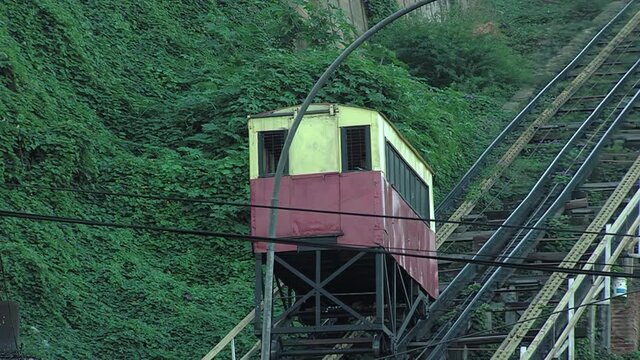 The vintage Funicular in Valparaiso, Pacific Coast, Chile. 