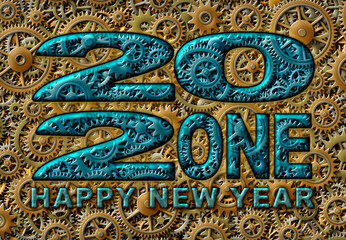 2021 Happy New Year Made From Gears