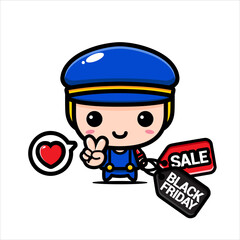 lack friday celebration cute character vector design