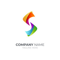 Initial letter S logo template. Modern S logo 3d gradient colorful style