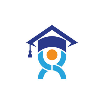 Modern kid education logo. Children with graduation cap logo concept. Simple flat educational logo template