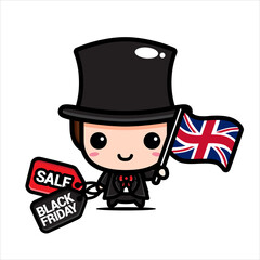 black friday celebration cute character vector design