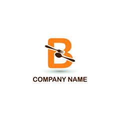 Initial letter B with spoon and fork for restaurant, catering, canteen, kitchen, cook logo design vector concept