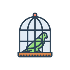 Fototapeta na wymiar Color illustration icon for parrot in a cage