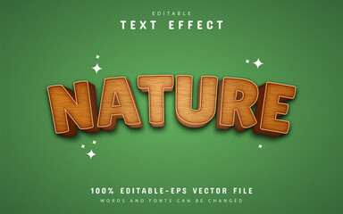Obraz premium 3d nature text effect with wood pattern