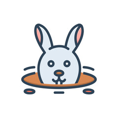 Color illustration icon for rabbit in burrow