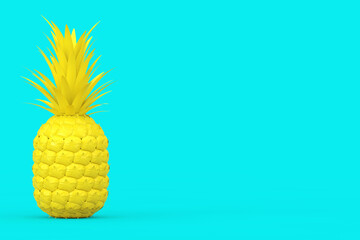 Yellow Fresh Ripe Tropical Healthy Nutrition Pineapple Fruit. 3d Rendering