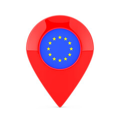 Map Pointer Pin with European Union Flag. 3d Rendering