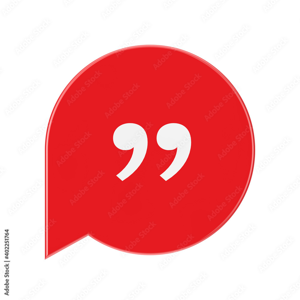 Aufkleber quote red mark icon symbol. 3d rendering