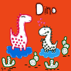 Seamless pattern set of funny animals dinosaur doodle illustration design  banner wallpaper and background