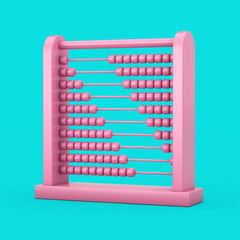 Pink Children Toy Brain Development Abacus in Duotone Style. 3d Rendering