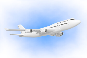 Fototapeta na wymiar White Jet Passengers Airplane. 3d Rendering