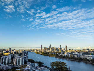 Brisbane river in the summer - A sunny day - Panoramic view - City view - River view - City wallpaper - River wallpaper