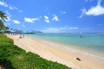 Kahala Beach at the Kahala Hotel & Resort in Honolulu on Oahu, Hawaii.