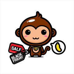 black friday celebration cute character vector design
