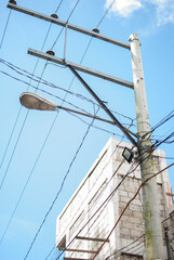 Electrical Pole Under the Clear Blue Sky